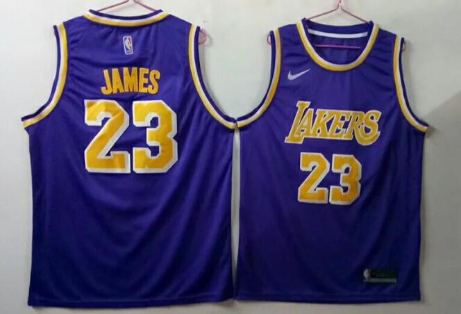 Nike Los Angeles Lakers 23# Lebron James Basketball Jersey  Purple