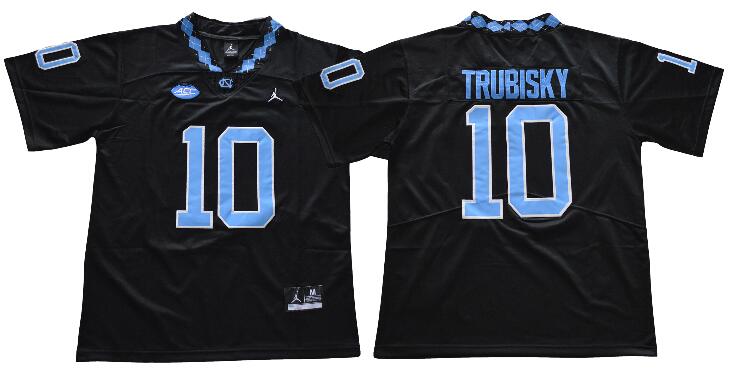 Men UNC #10 Mitchell Trubisky Light Blue Jump Jersey North Carolina-002