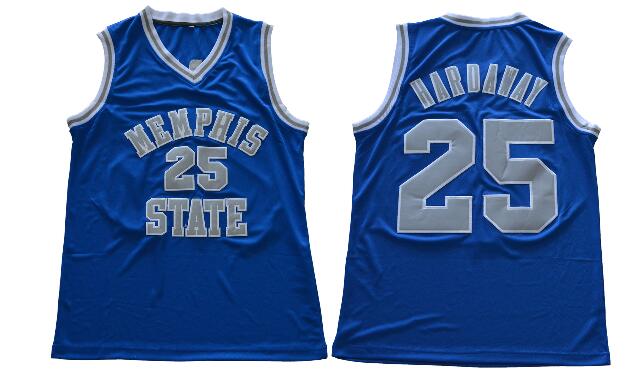 Mens Memphis Tigers College Basketball Jerseys Cheap 25 Penny Hardaway Blue White Stitched Basketball Jersey-001