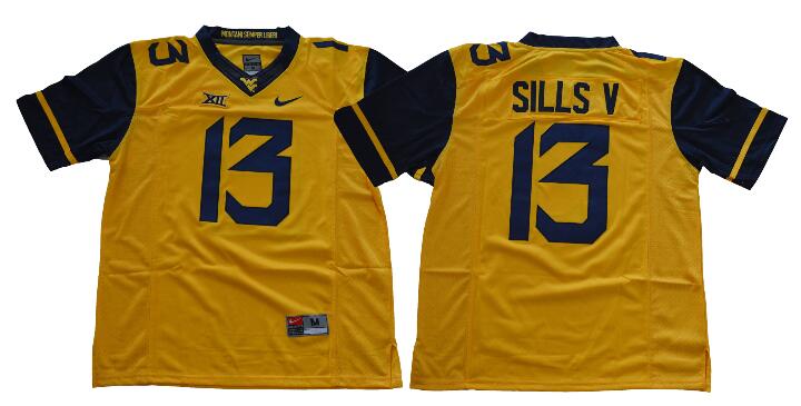 West Virginia Mountaineers  13 David Sills V NCAA College Men Football Jersey-001