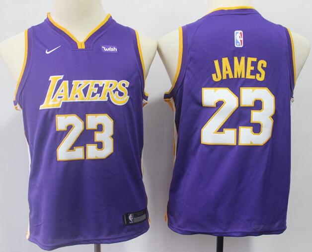 New Youth Kid's Nike  Los Angeles Lakers 23# Lebron James Basketball Jersey-003