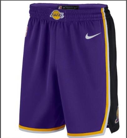 2018 New Mens Los Angeles Lakers Nike NBA Swingman Shorts-001