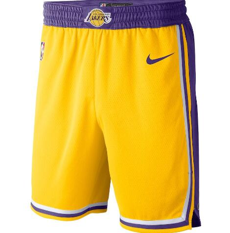 2018 New Mens Los Angeles Lakers Nike NBA Swingman Shorts-002