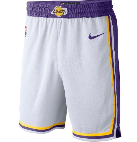 2018 New Mens Los Angeles Lakers Nike NBA Swingman Shorts-003