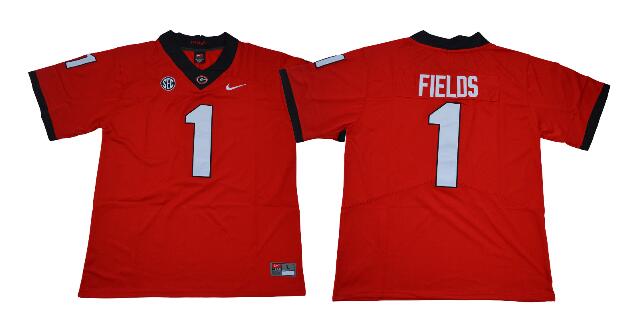 Men NCAA Georgia Bulldogs #1 Justin Fields  College Football Jersey-003