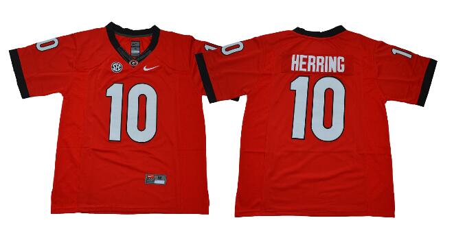 Men Georgia Bulldogs College Football 10 Malik Herring Jersey-005