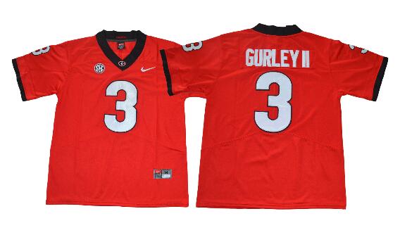Men New Georgia Bulldogs 3 Todd Gurley II College Jersey-001