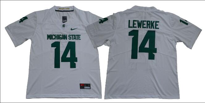 NCAA Michigan State Spartans #14 Brian Lewerke Jersey-001