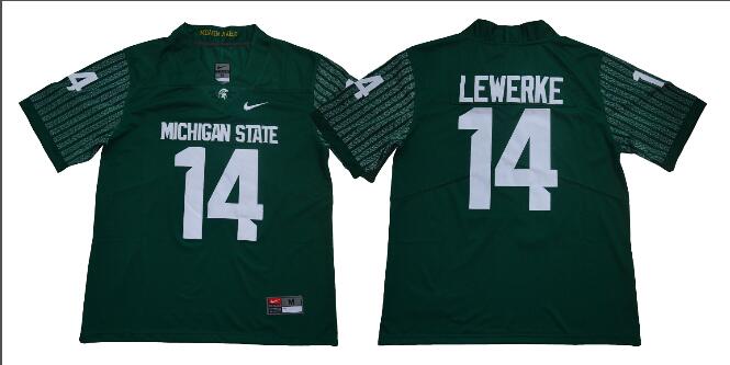 NCAA Michigan State Spartans #14 Brian Lewerke Jersey-002