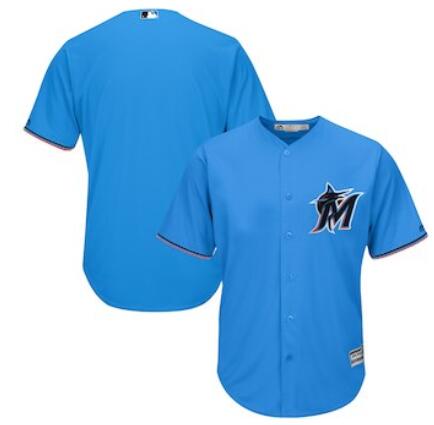 Men's Miami Marlins Majestic Blue Thunder Alternate 2019 Official Cool Base Team Jersey-001