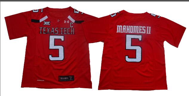 Mens NCAA Texas Tech Red Raiders #5 Patrick Mahomes II College Football Jersey-001