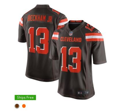 Men's Cleveland Browns Odell Beckham Jr 13# Nike Orange Football Jersey-002