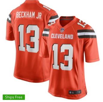 Men's Cleveland Browns Odell Beckham Jr 13# Nike Orange Football Jersey-003