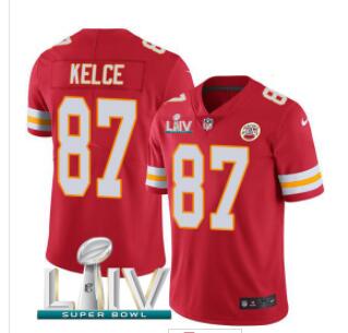 Nike Chiefs #87 Travis Kelce  Super Bowl LIV 2020 Team Color Men's Stitched NFL Vapor Untouchable Limited Jersey