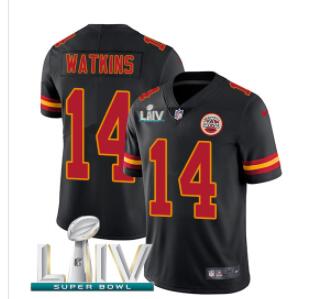 Nike Chiefs #14 Sammy Watkins Black Super Bowl LIV 2020 Men's Stitched NFL Limited Rush Jersey