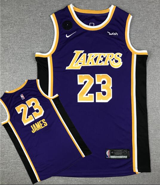 Men's Lakers Lebron James 23  Stitched Jerseys name under No.