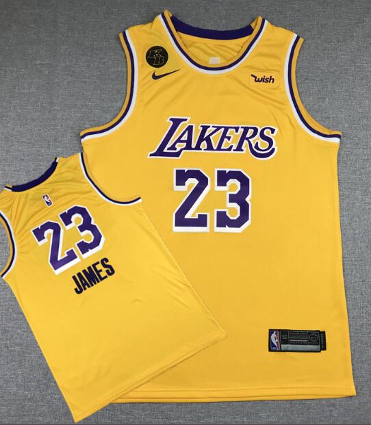 Men's Lakers Lebron James 23  Stitched Jerseys name under No.