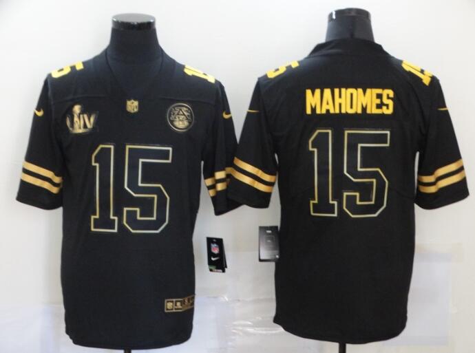 Men's Kansas City Chiefs #15 Patrick Mahomes Black Champions Jersey