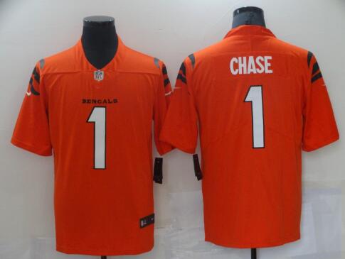 Men's Cincinnati Bengals #1 Ja'Marr Chase  Stitched 2021 Limited Football Jersey