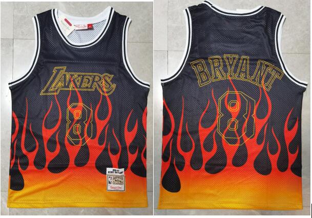 Men Los Angeles Lakers Kobe Bryant   Black Flames Jersey