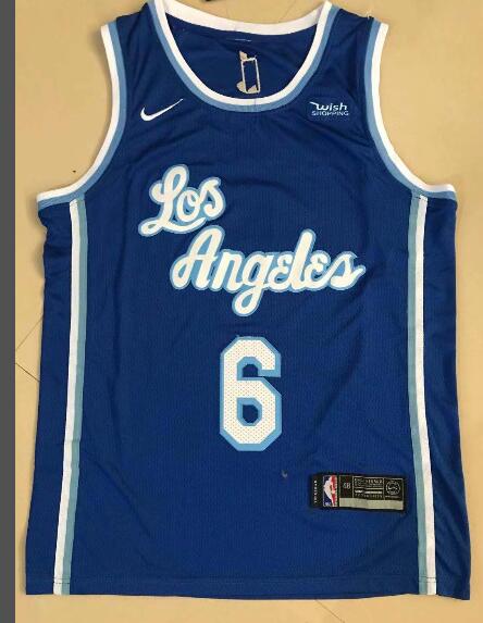 Men Los Angeles Lakers 6 Lebron James jersey with new wish logo