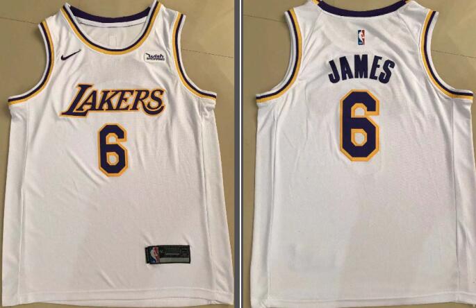 Men Los Angeles Lakers 6 Lebron James jersey with new wish logo