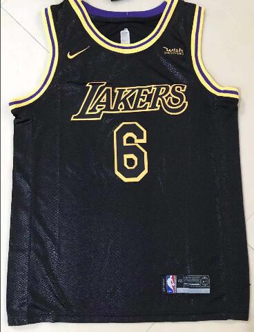 Men Los Angeles Lakers 6 Lebron James jersey with new wish logo