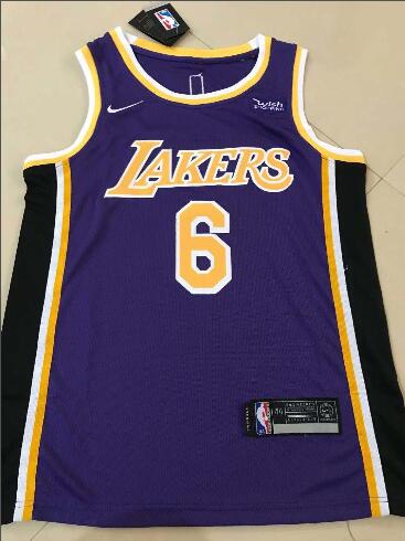 Men Los Angeles Lakers 6 Lebron James jersey with new wish logo