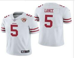 Men's San Francisco 49ers #5 Trey Lance  2021 75th Anniversary Vapor Untouchable Limited Stitched NFL Jersey