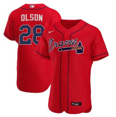 Men's Atlanta Braves 28 Matt Olson  Nike  stitched Jersey