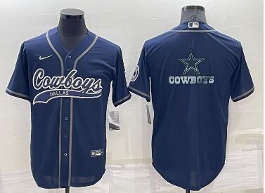 Men's Dallas Cowboys  Team Big Logo With Patch Cool Base Stitched Baseball Jersey