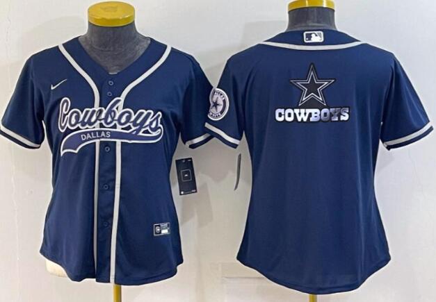 Women's Dallas Cowboys  Team Big Logo With Patch Cool Base Stitched Baseball Jersey