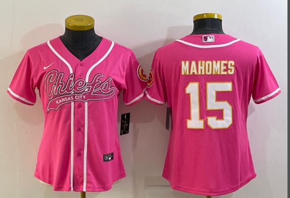 Women's Kansas City Chiefs #15 Patrick Mahomes  With Patch Cool Base Stitched Baseball Jersey