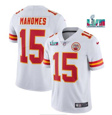 Men's Kansas City Chiefs #15 Patrick Mahomes  Super Bowl LVII Patch Vapor Untouchable Limited Stitched Jersey