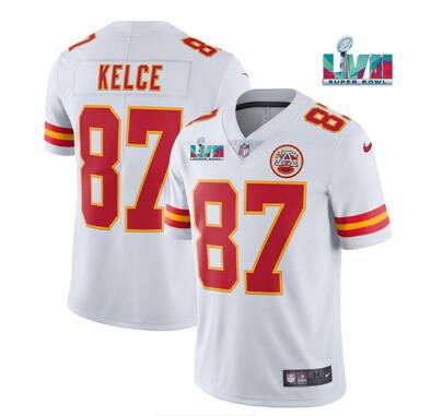 Men’s Kansas City Chiefs #87 Travis Kelce  Super Bowl LVII Patch Vapor Untouchable Limited Stitched Jersey