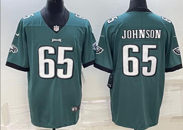 Men's Philadelphia Eagles #65 Lane Johnson Green Super Bowl LVII Patch Vapor Untouchable Limited Stitched Jersey