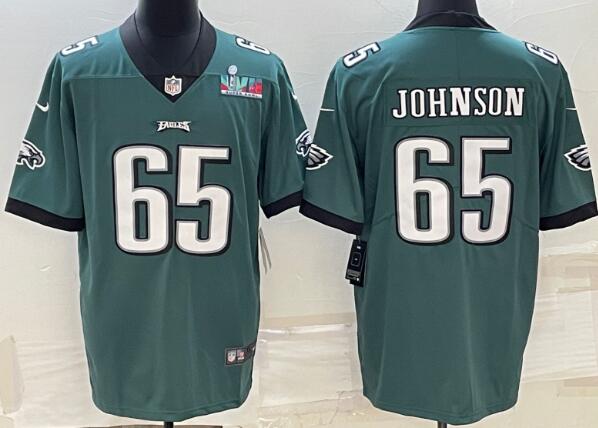 Men's Philadelphia Eagles #65 Lane Johnson Green Super Bowl LVII Patch Vapor Untouchable Limited Stitched Jersey