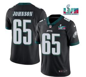 Men's Philadelphia Eagles #65 Lane Johnson  Super Bowl LVII Patch Vapor Untouchable Limited Stitched Jersey