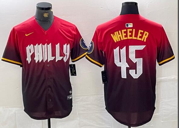 Men's Philadelphia Phillies #45 Zack Wheeler Kelly  stitched Jersey