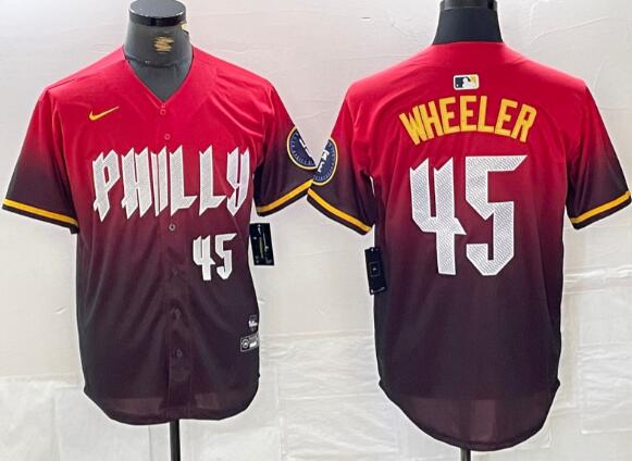 Men's Philadelphia Phillies #45 Zack Wheeler Kelly  stitched Jersey