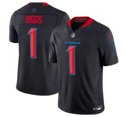 Men's Houston Texans #1 Stefon Diggs  2024  Stitched Jersey