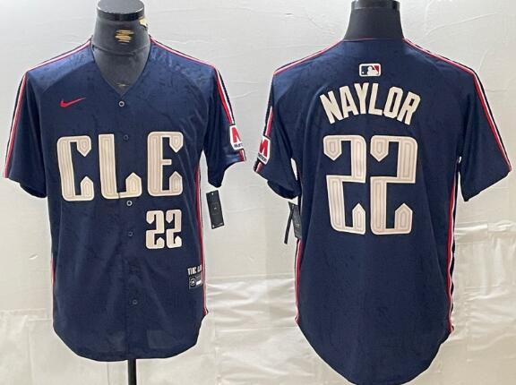 Josh Naylor NIKE CLEVELAND GUARDIANS MENS NAVY BLUE CITY CONNECT LTD LIMITED BASEBALL JERSEY