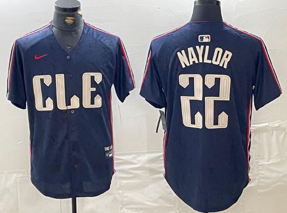 Josh Naylor NIKE CLEVELAND GUARDIANS MENS NAVY BLUE CITY CONNECT LTD LIMITED BASEBALL JERSEY