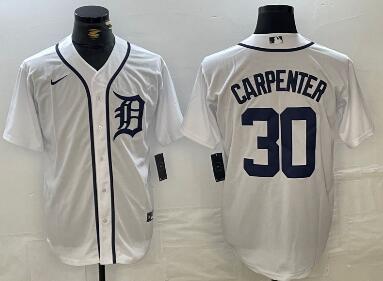 Men's Detroit Tigers #30 Kerry Carpenter White Cool Base Stitched Jersey