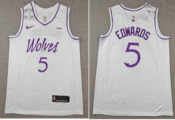 Men Anthony Edwards White Minnesota Timberwolves stitched jersey