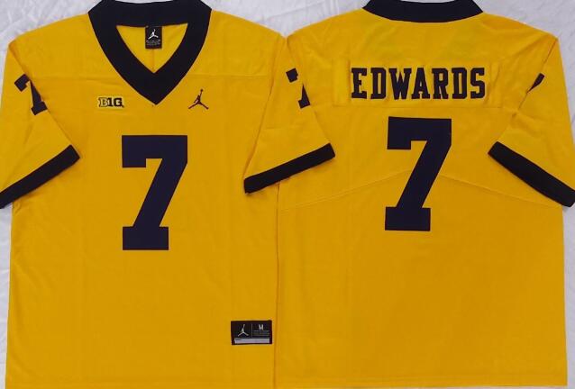 Men's Michigan Wolverines 7 Donovan Edwards stitched jersey