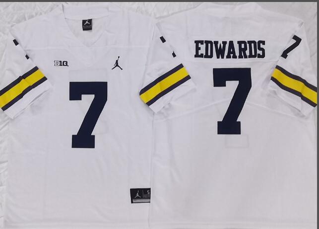 Men's Michigan Wolverines 7 Donovan Edwards stitched jersey