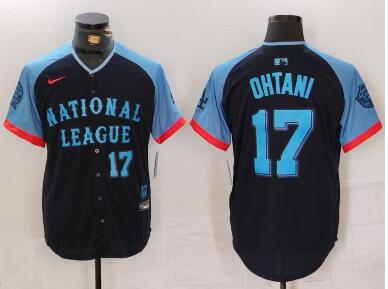 Men's National League #17 Shohei Ohtani Navy 2024 All-Star Limited Stitched Baseball Jersey