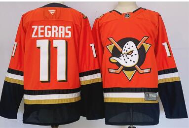 Men's Anaheim Ducks #11 Trevor Zegras White Orange 2024-25 Stitched Jersey