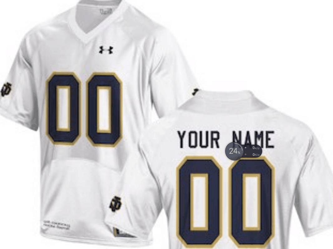 Men  white Notre Dame custom jersey with any Name and NO.